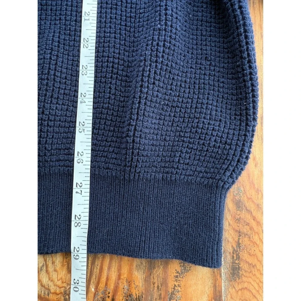 L.L. Bean Mens Quarter Zip Sweater Navy Blue Cotton‎ Cashmere Blend L Regular